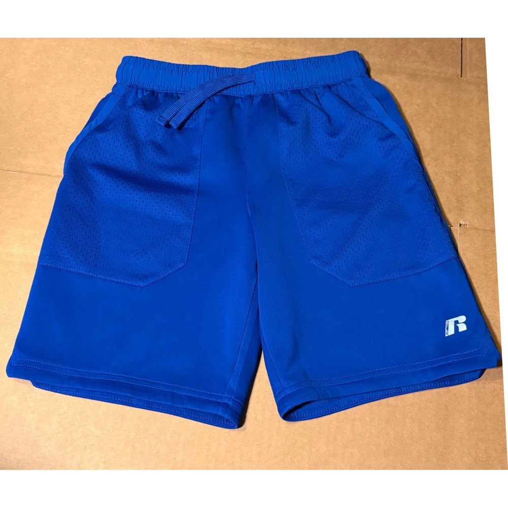 Russell Athletic Shorts Kids L 10-12 Blue Good Dri-Power Mesh Pockets